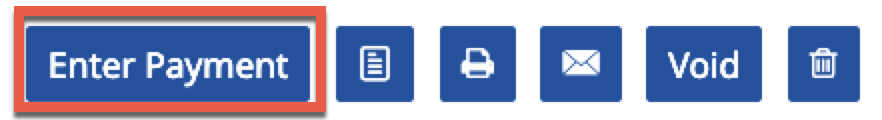 Buttons in the top right of the invoice with the make payment button highlighted.
