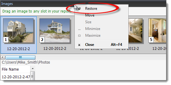 Restore to default window size
