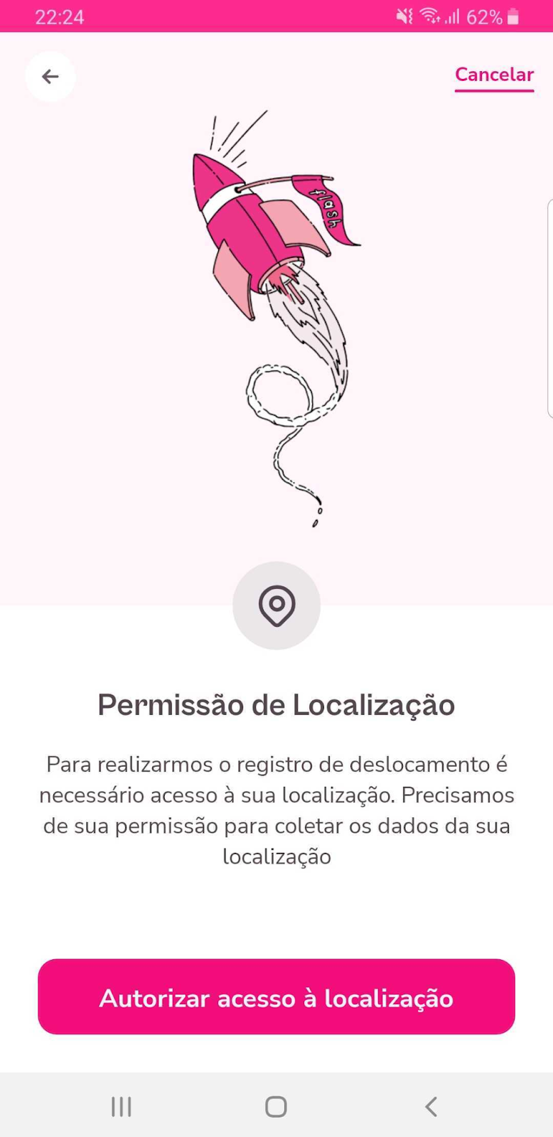 imagem do aplicativo na tela para autorizar acesso à localização.