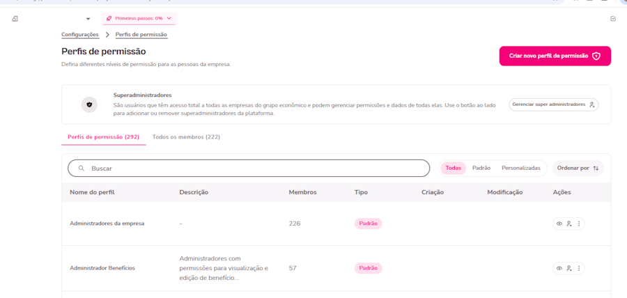 imagem da plataforma na sessão de permissões