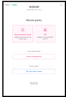 Gif com o passo a passo para marcar ponto via tablet/kiosk