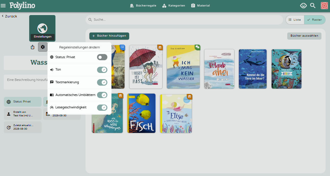 Regaleinstellungen - klicken Sie zum Vergrößern Regaleinstellungen