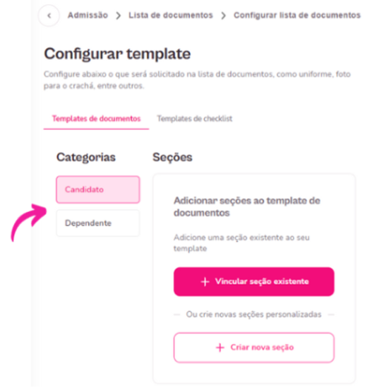 imagem da plataforma com destaque para opção de candidato