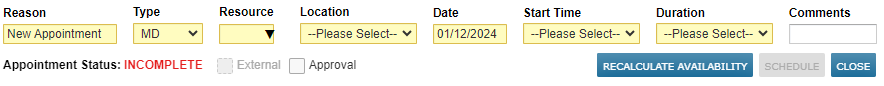 The Appointment Fields - click to enlarge The Appointment Fields