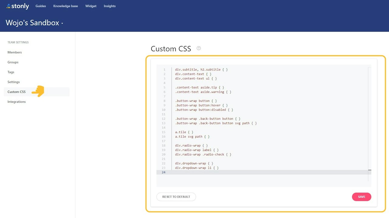 Custom CSS menu. - click to enlarge Custom CSS menu.