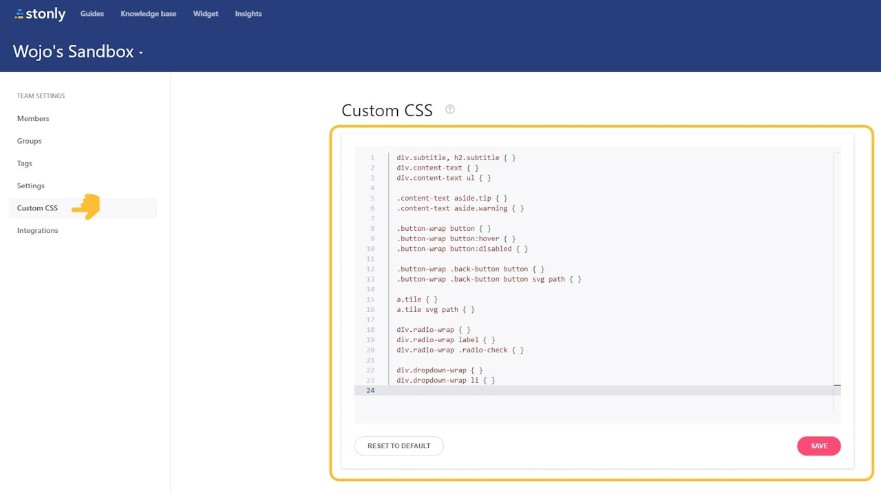 Custom CSS menu. - click to enlarge Custom CSS menu.