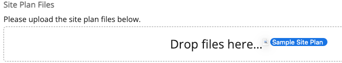 Image showing the Drop files here... box with a sample file being added.