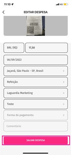 imagem de despesa exemplo criada