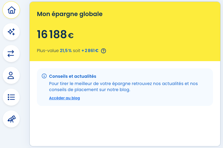 Affichage de l'épargne globale - click to enlarge Affichage de l'épargne globale