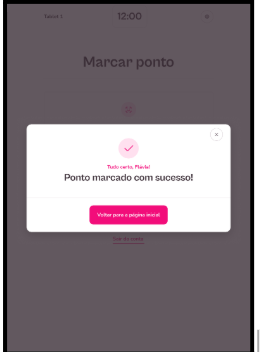 imagem exemplo de marcação de ponto com sucesso