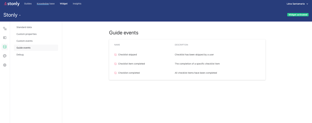 Guide events shown in the User Data view. - click to enlarge Guide events shown in the User Data view.