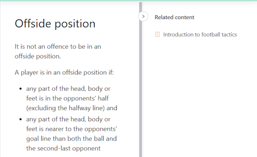 Related content sidebar open in a guide.
