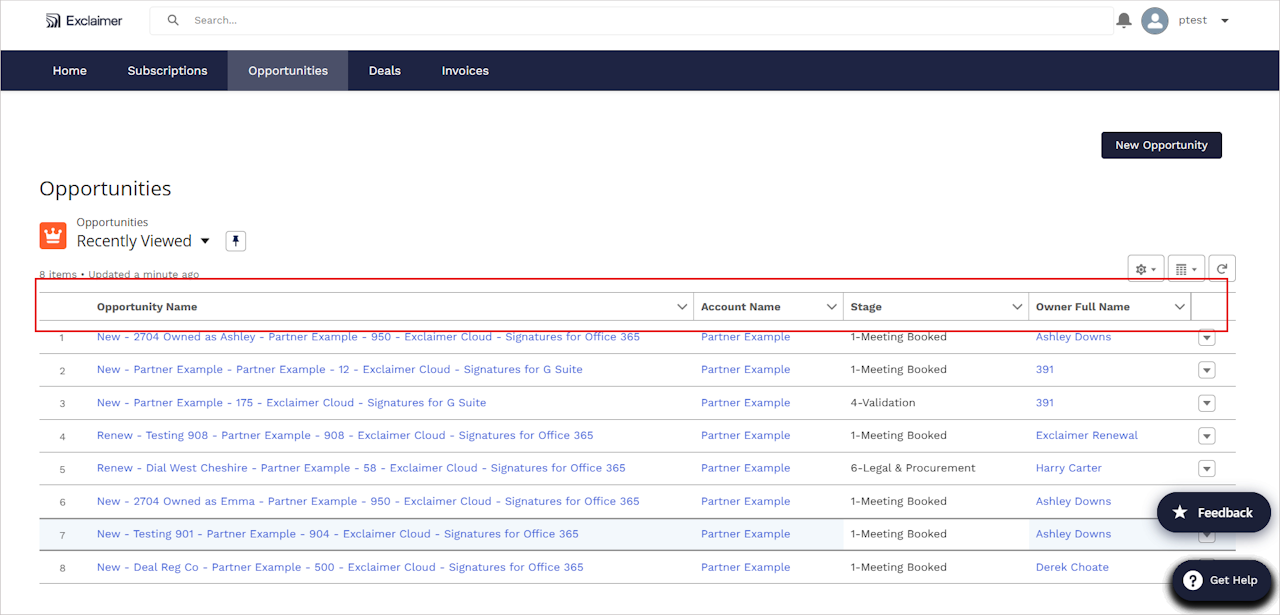 Image shows the column headers - click to enlarge Image shows the column headers