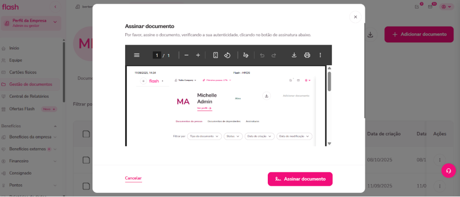 imagem da plataforma para assinar um documento exemplo