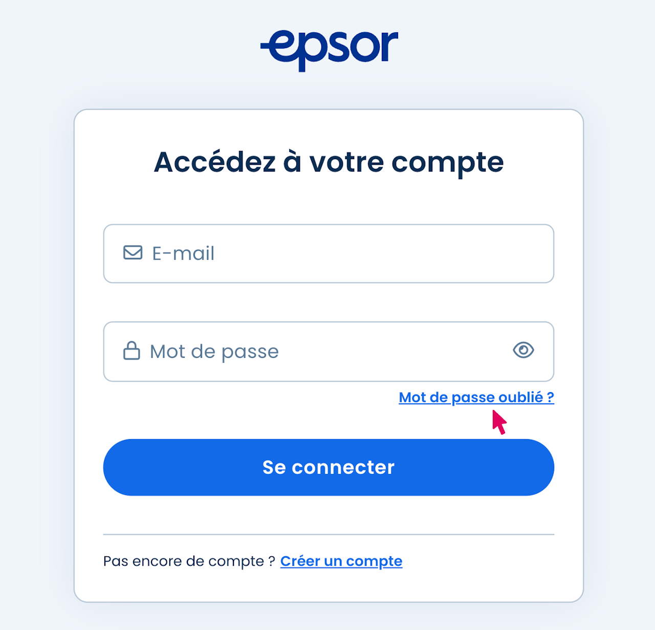 Page de connexion au compte Epsor - click to enlarge Page de connexion au compte Epsor