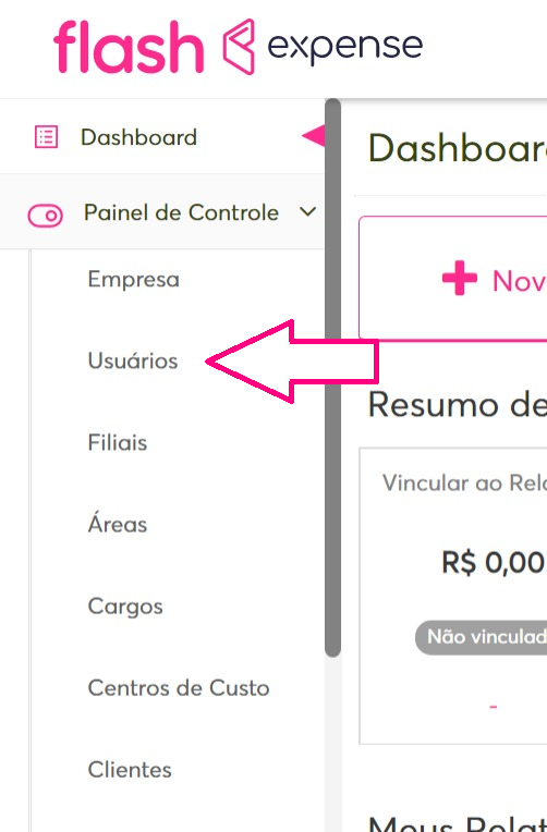 Imagem com destaque para sessão de usuários.