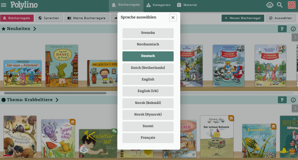 Wähle eine Service-Sprache aus. - klicken Sie zum Vergrößern Wähle eine Service-Sprache aus.
