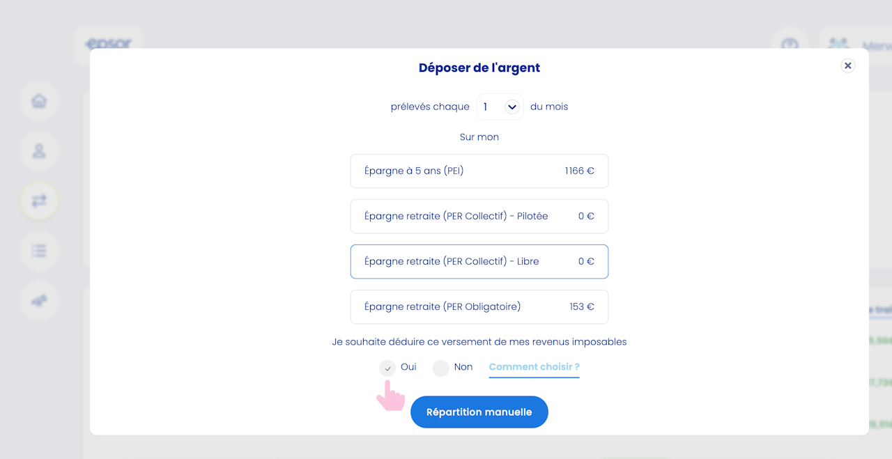 Réaliser un versement volontaire déductible - click to enlarge Réaliser un versement volontaire déductible