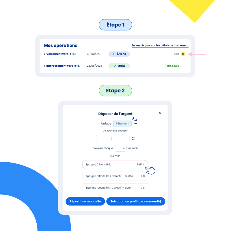 Modification d'un versement programmé - click to enlarge Modification d'un versement programmé