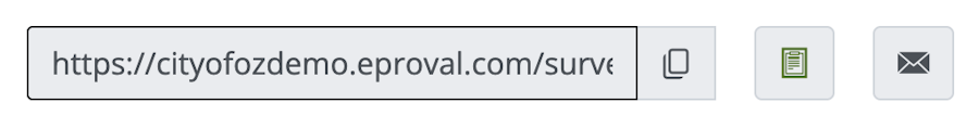 Shows the link displayed for the survey.