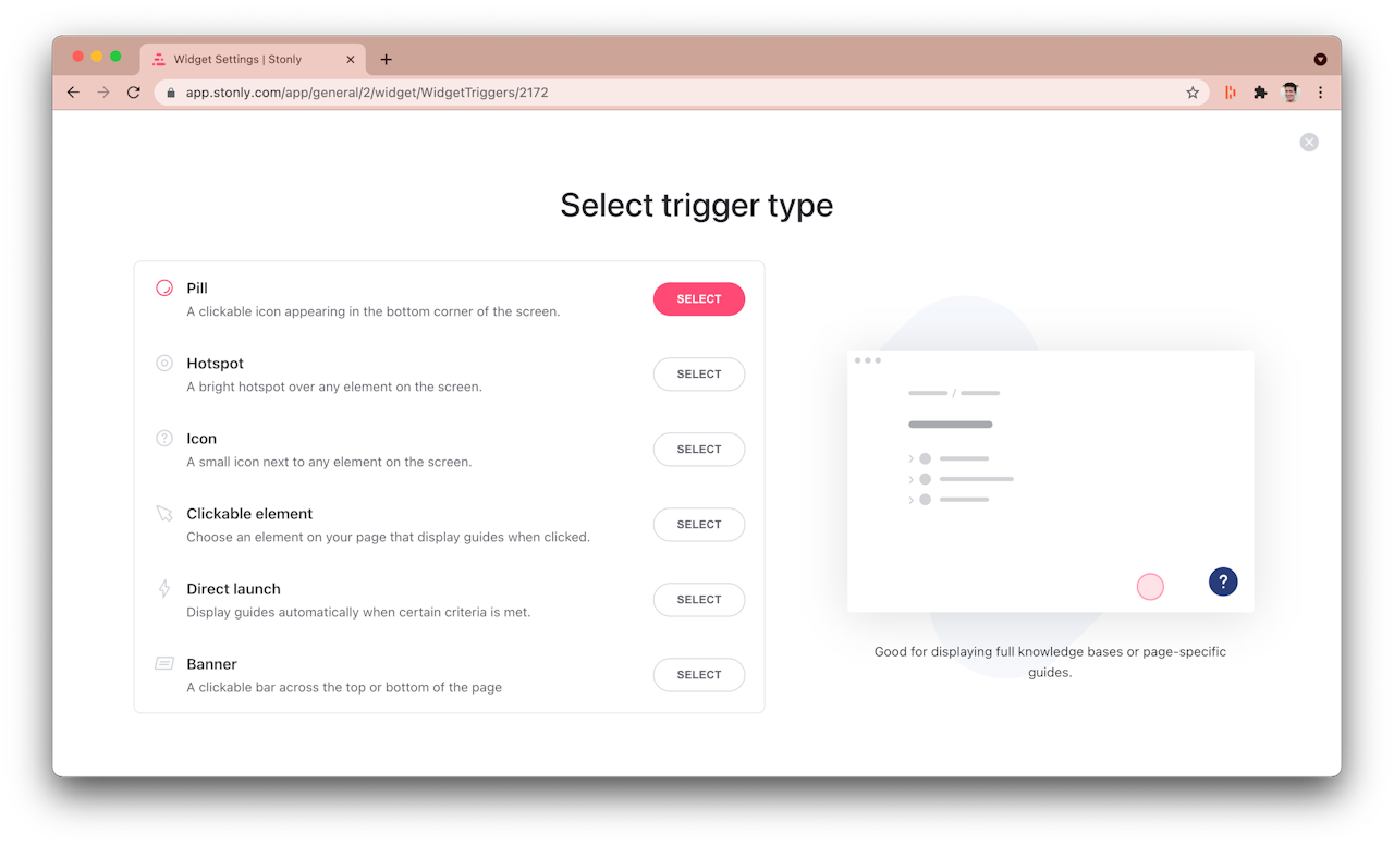 List of trigger types. - click to enlarge List of trigger types.