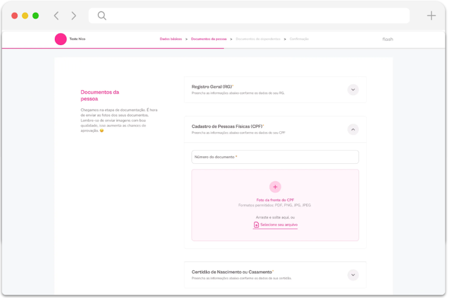 imagem exemplo de vaga para envio de documentação