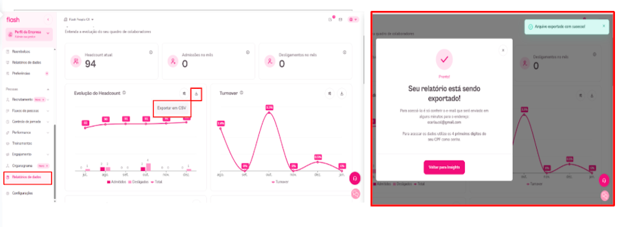 Print - Como exportar relatório dos gráficos - Prod. Insghts