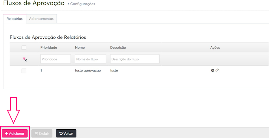 imagem da plataforma com destaque para o botão adiciionar