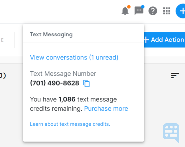 TEXT MESSAGE ICON DISPLAYING AN UNREAD MESSAGE - click to enlarge TEXT MESSAGE ICON DISPLAYING AN UNREAD MESSAGE