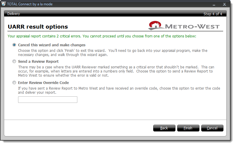 Critical Error Options