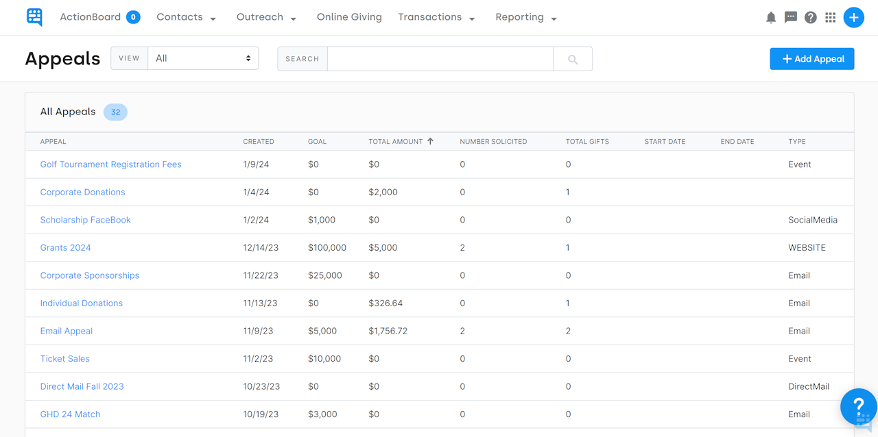 LIST OF EXAMPLE APPEALS - click to enlarge LIST OF EXAMPLE APPEALS