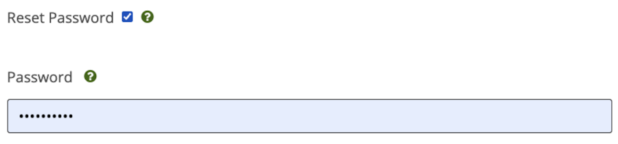 Reset Password checkbox and the Password field.