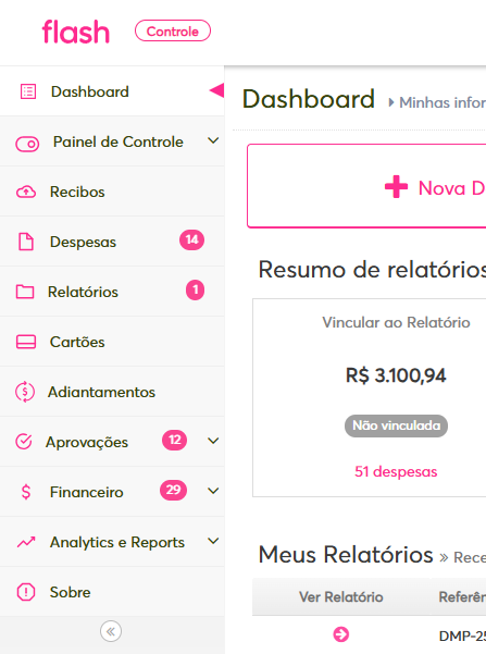 imagem da plataforma com os menus laterais expostos