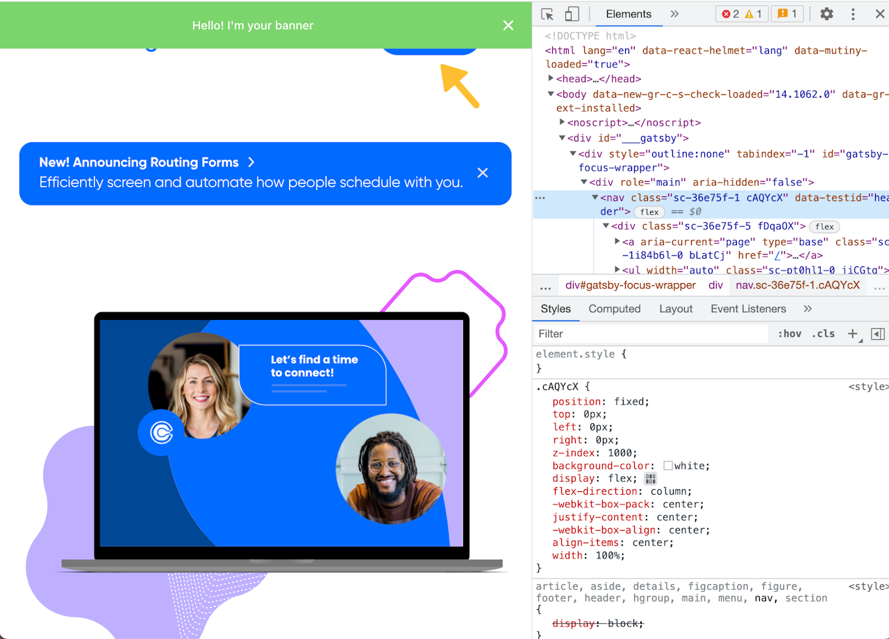 Screenshot showing a browser console with CSS values of a website's header element - click to enlarge Screenshot showing a browser console with CSS values of a website's header element