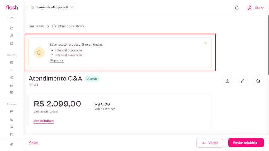 Violação de duplicidade na plataforma