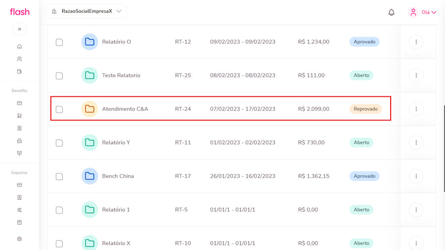 Imagem com destaque para um relatório reprovado.