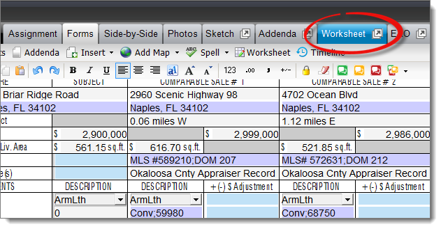 Worksheet PowerView