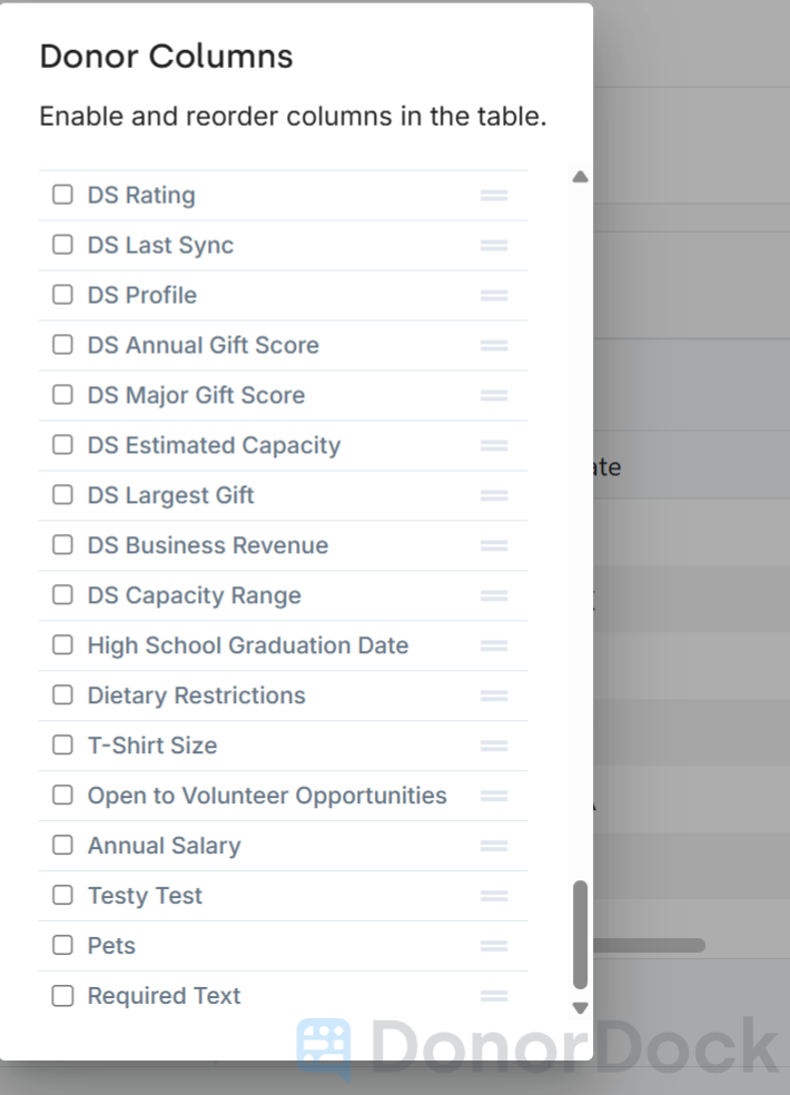 REPORT COLUMN OPTION WITH CHECKMARKS SHOWING CUSTOM FIELD OPTIONS - click to enlarge REPORT COLUMN OPTION WITH CHECKMARKS SHOWING CUSTOM FIELD OPTIONS