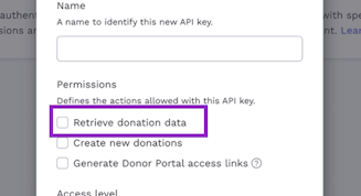 Checkbox to allow DonorDock to retrieve donation data