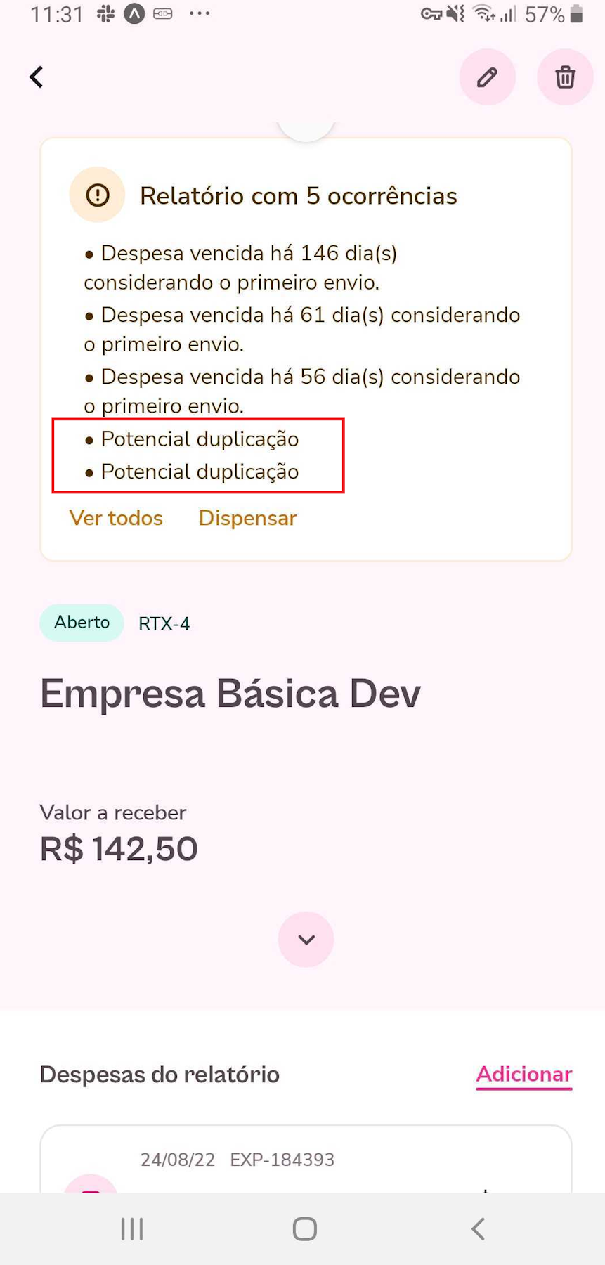 Violação de duplicidade no Aplicativo