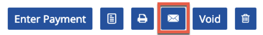 Buttons in the top right of the invoice with the email icon highlighted.