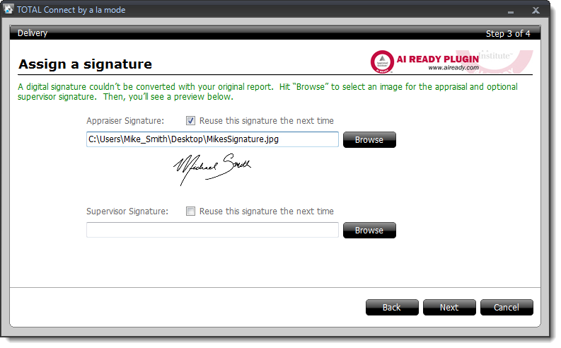 Assign a signature