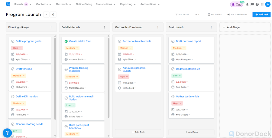Program Launch Projects Board Example