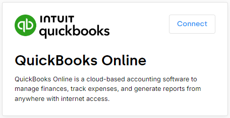 Quickbooks online integration tile with connect button - click to enlarge Quickbooks online integration tile with connect button