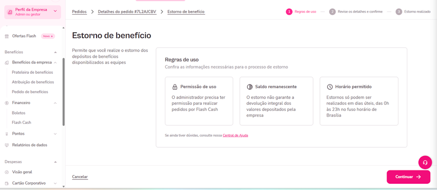 Depósitos e estornos. Passo a passo 4 para confirmar regras de uso