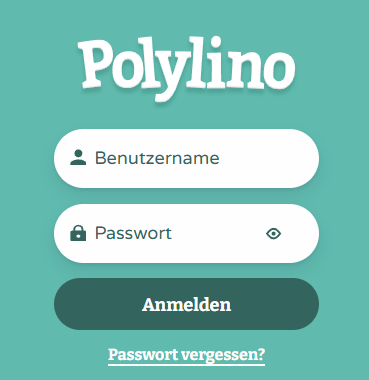 Tippe auf der Anmeldeseite von Polylino auf "Passwort vergessen?". - klicken Sie zum Vergrößern Tippe auf der Anmeldeseite von Polylino auf "Passwort vergessen?".