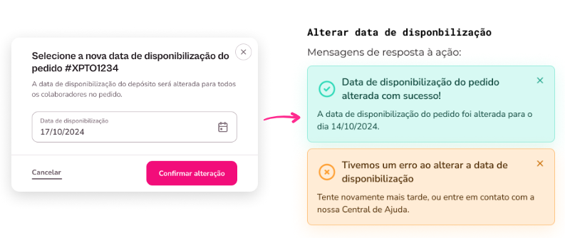 Adiantamento de pedido inteiro. Fase 3 e 4 alterar e escolher data de disponibilização