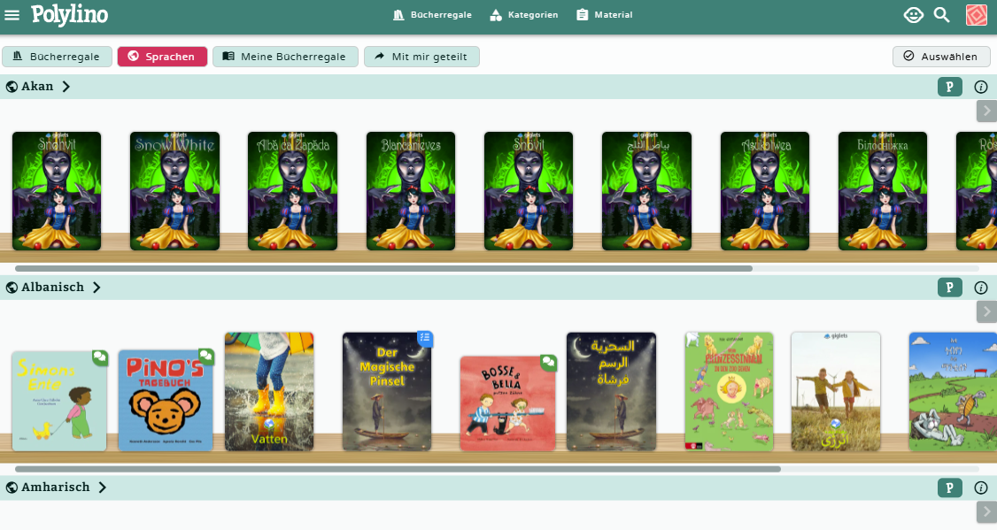 Sprachregale - klicken Sie zum Vergrößern Sprachregale