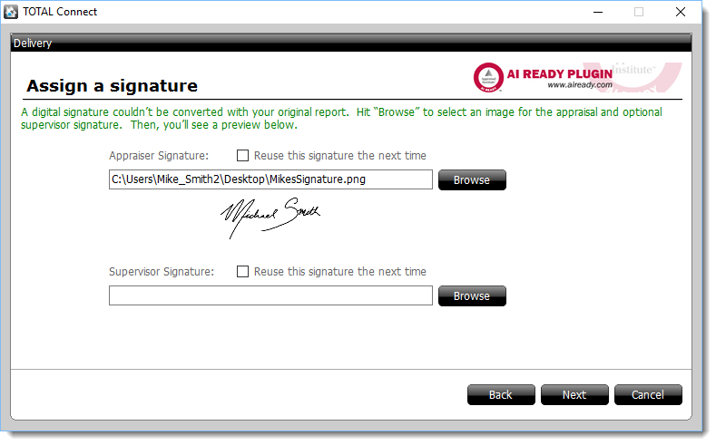 Assign a signature