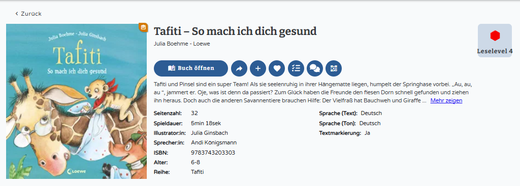 "Tafiti - so mach ich dich gesund" von Julia Boehme - klicken Sie zum Vergrößern "Tafiti - so mach ich dich gesund" von Julia Boehme